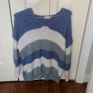 Fuzzy Wide-Striped Sweater